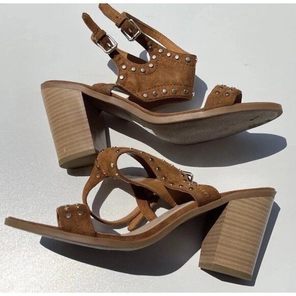 J Adams Brown Print Women’s Sz 11 Gold Studded Double Belt Strap Heel Shoes - Picture 16 of 16